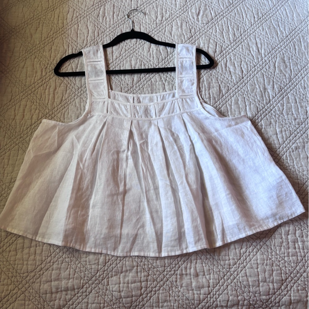 Madewell White Linen Sleeveless Top